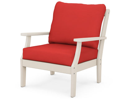 POLYWOOD® Braxton Deep Seating Chair in Sand / Crimson Linen