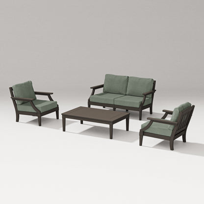 PW Designer Series Estate Lounge 4-Piece Loveseat Set in Vintage Coffee / Cast Sage