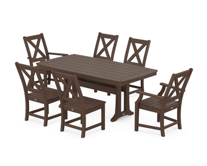 POLYWOOD® Braxton 7-Piece Dining Set with Trestle Legs in Mahogany