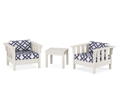 Martha Stewart by POLYWOOD® Acadia 3-Piece Deep Seating Set in Sand / Trellis Navy