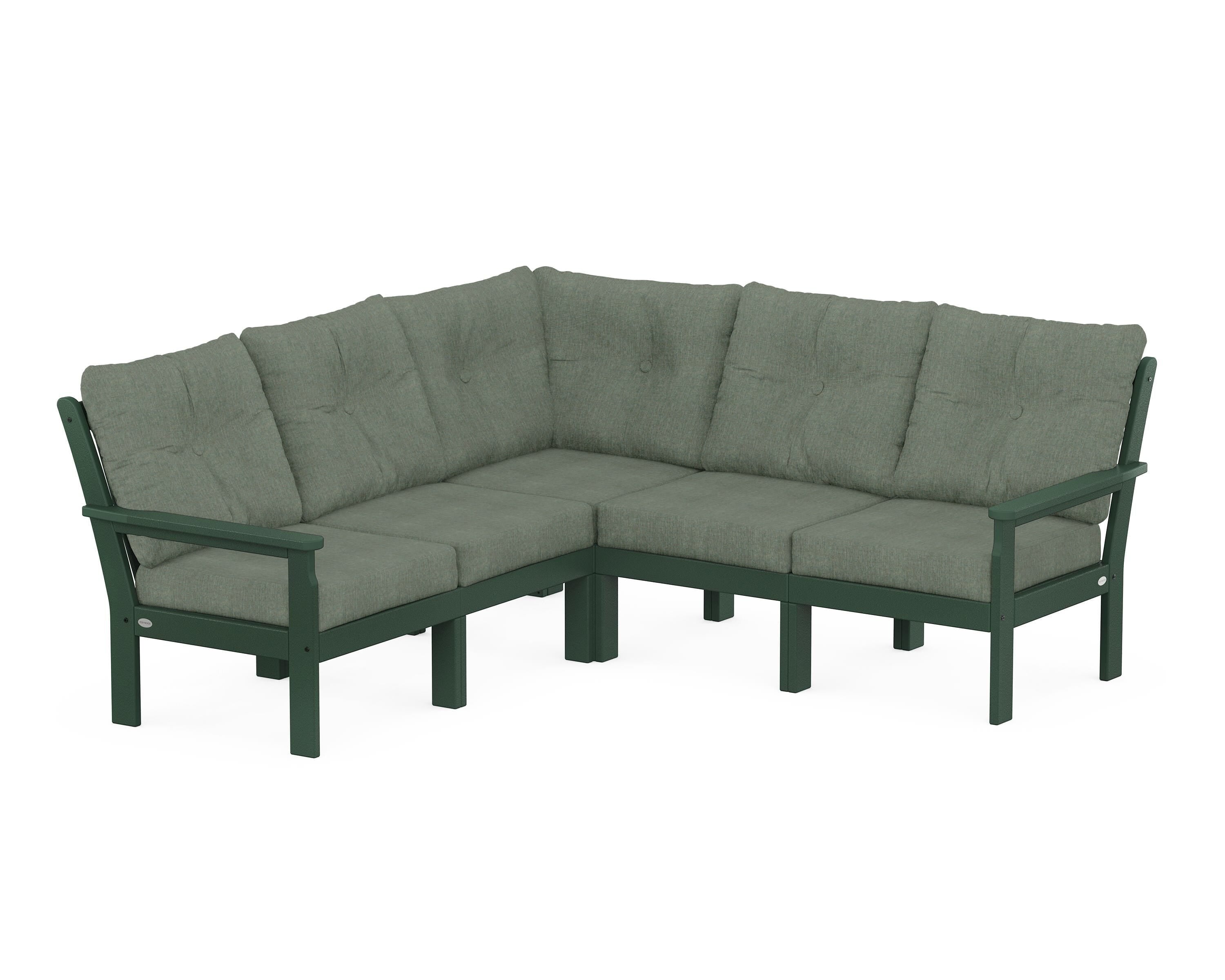 POLYWOOD® Vineyard 5-Piece Sectional in Green / Cast Sage