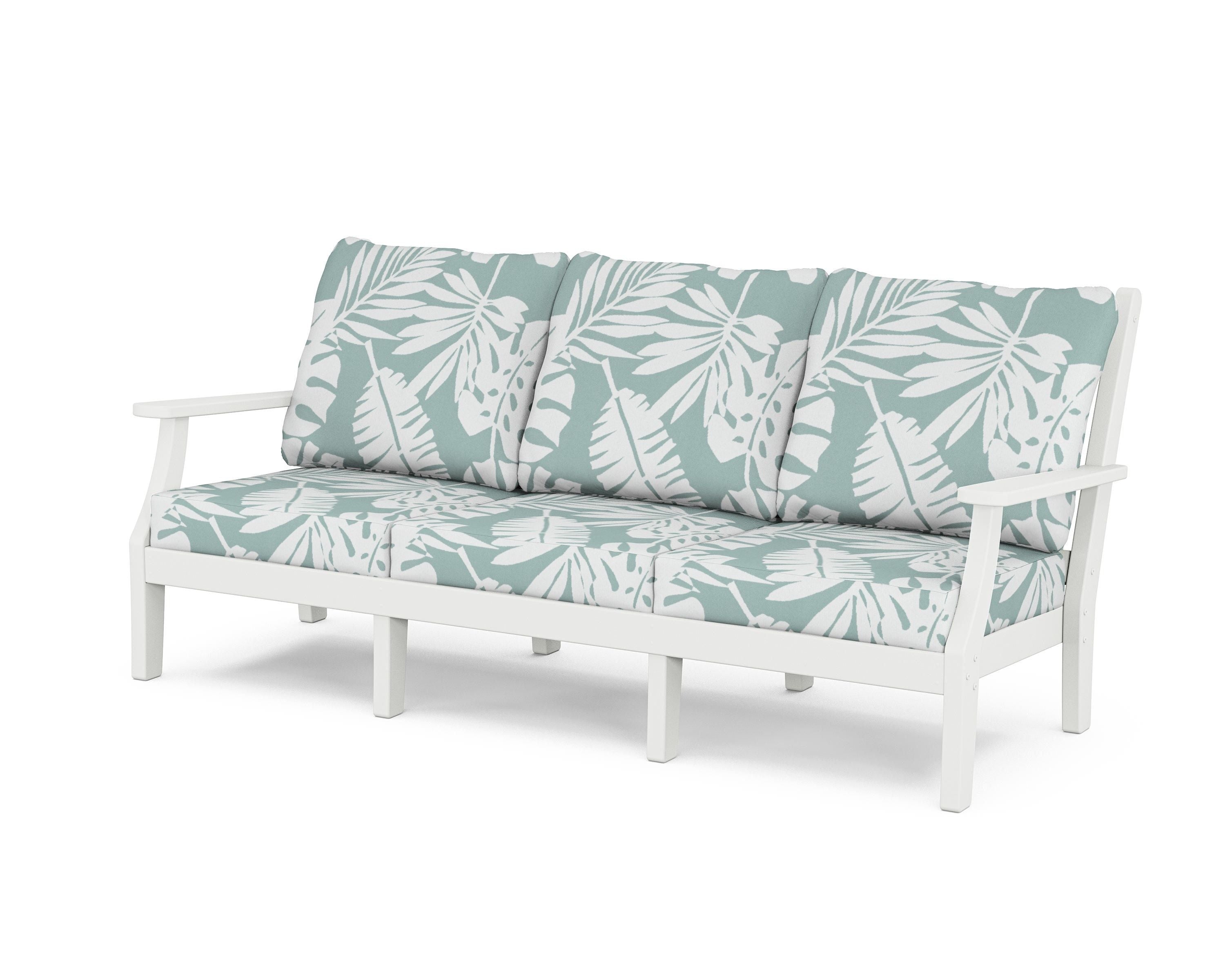 Country Living Wovendale Deep Seating Sofa in White / Leaf Glacier Spa