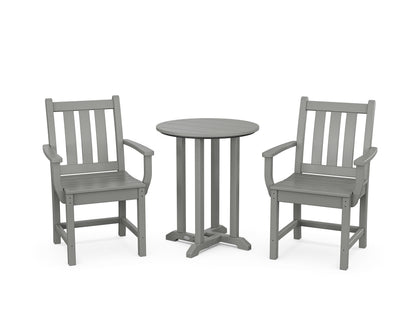 POLYWOOD® Traditional Garden 3-Piece Round Bistro Dining Set in Slate Grey