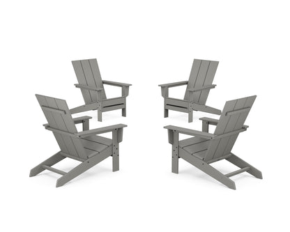 POLYWOOD® 4-Piece Modern Studio Adirondack Chair Conversation Set in Slate Grey
