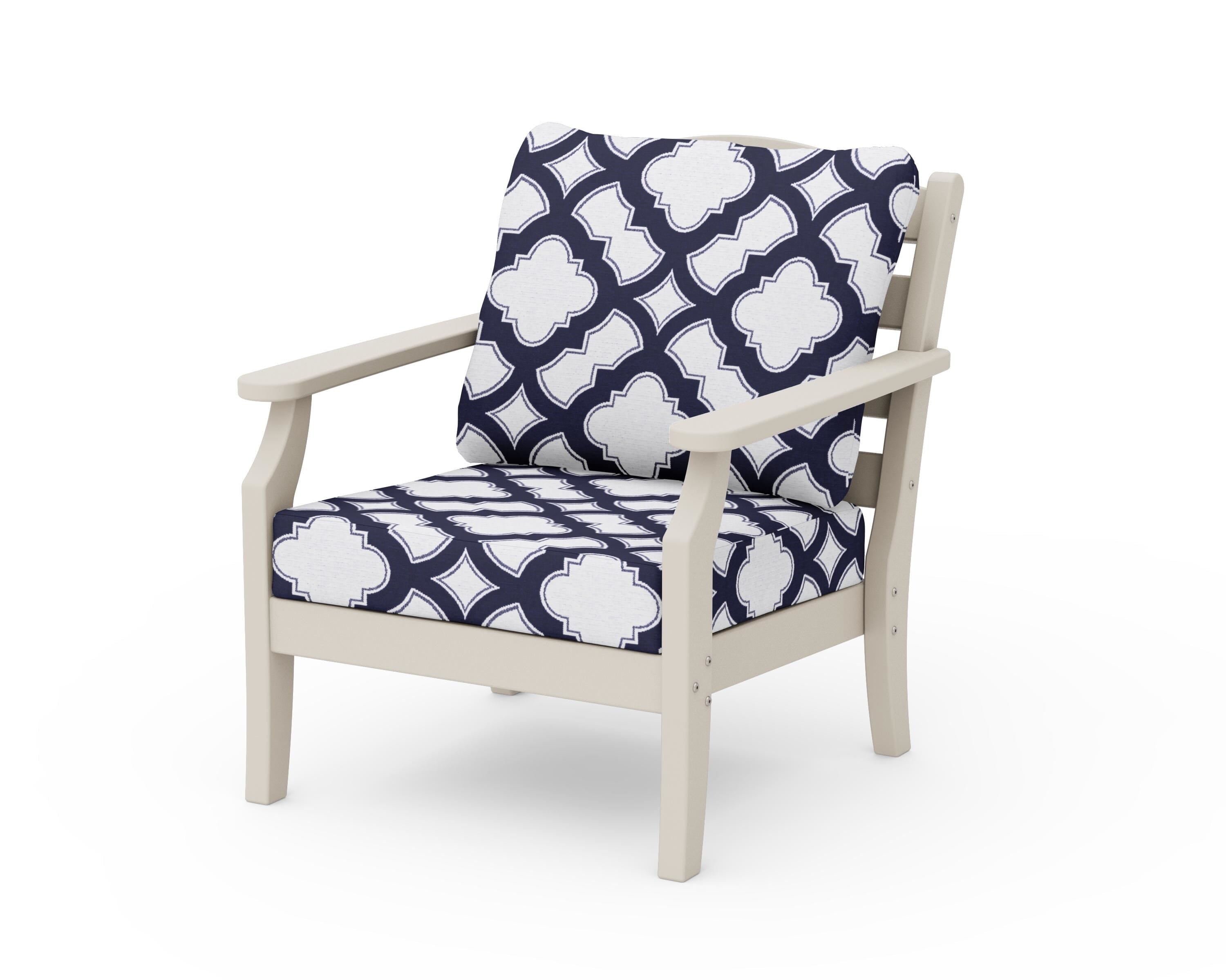 Draper James™ by  POLYWOOD® Savannah Deep Seating Chair in Sand / Trellis Navy