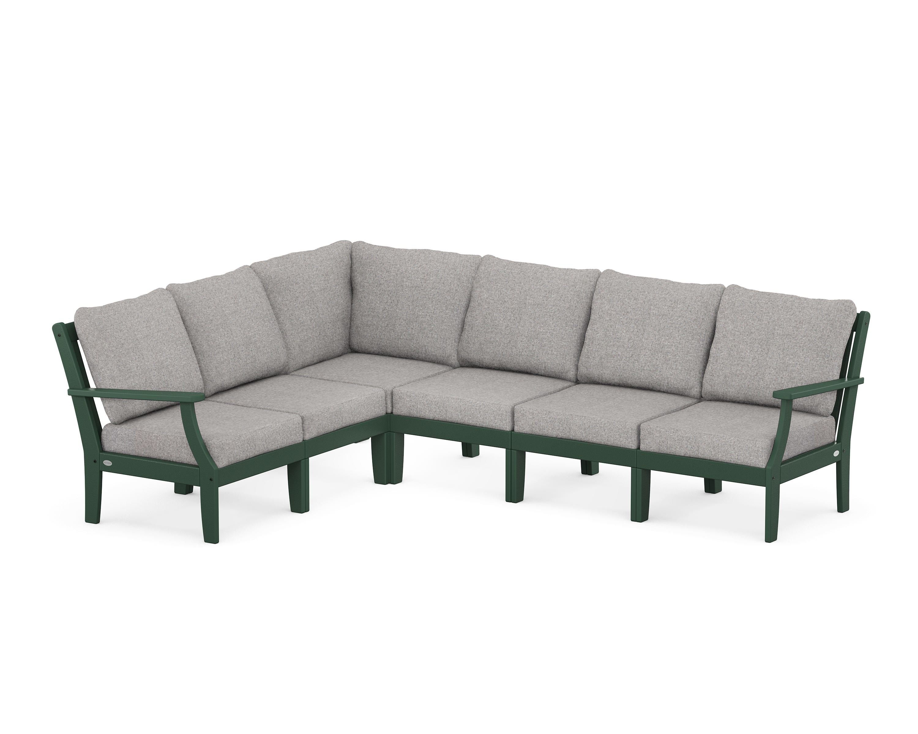 POLYWOOD® Braxton Modular 6-Piece Deep Seating Set in Green / Grey Mist