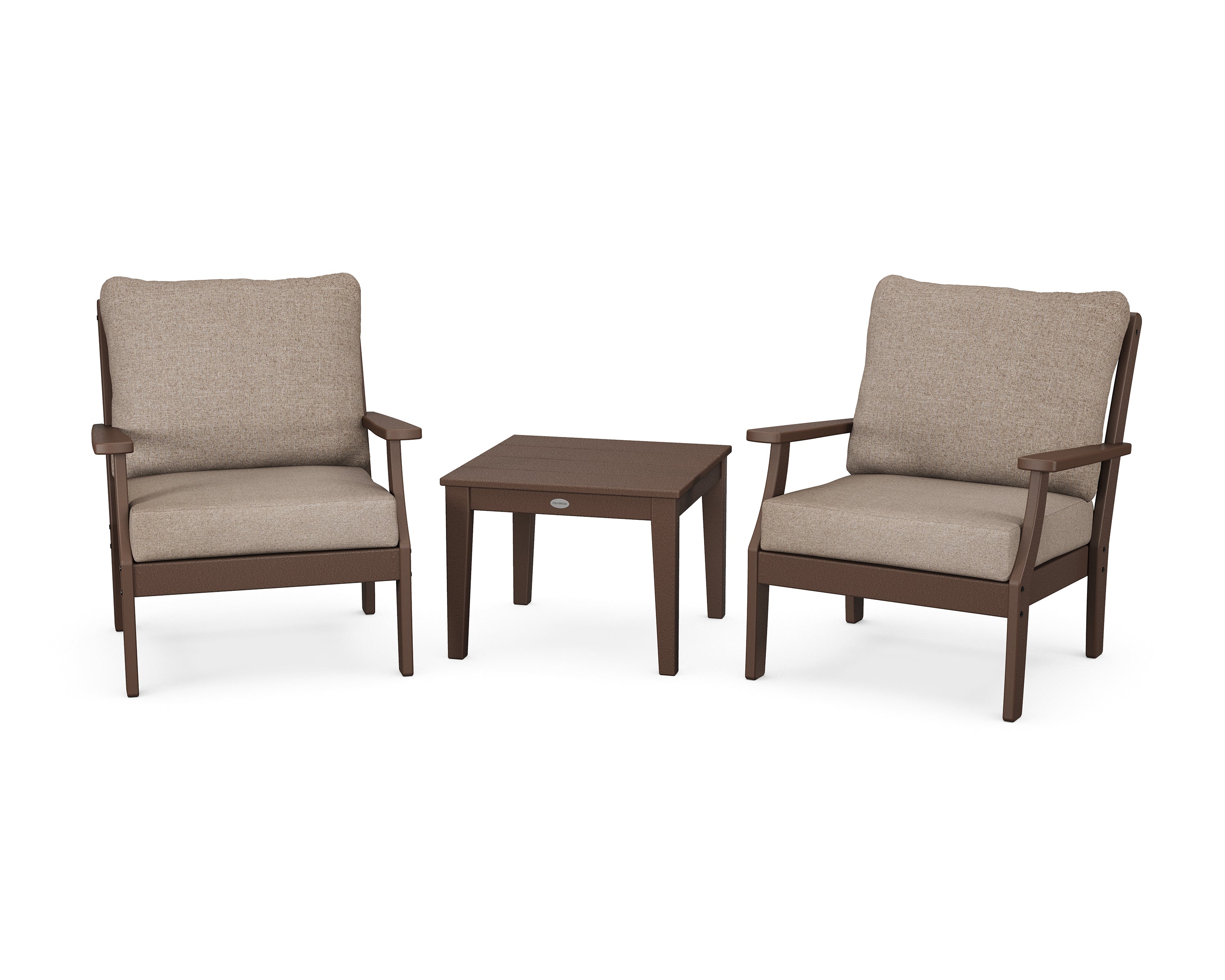 POLYWOOD® Braxton 3-Piece Deep Seating Set in Mahogany / Spiced Burlap