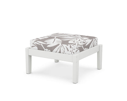 Unbranded Deep Seating Ottoman in White / Leaf Grey Mist