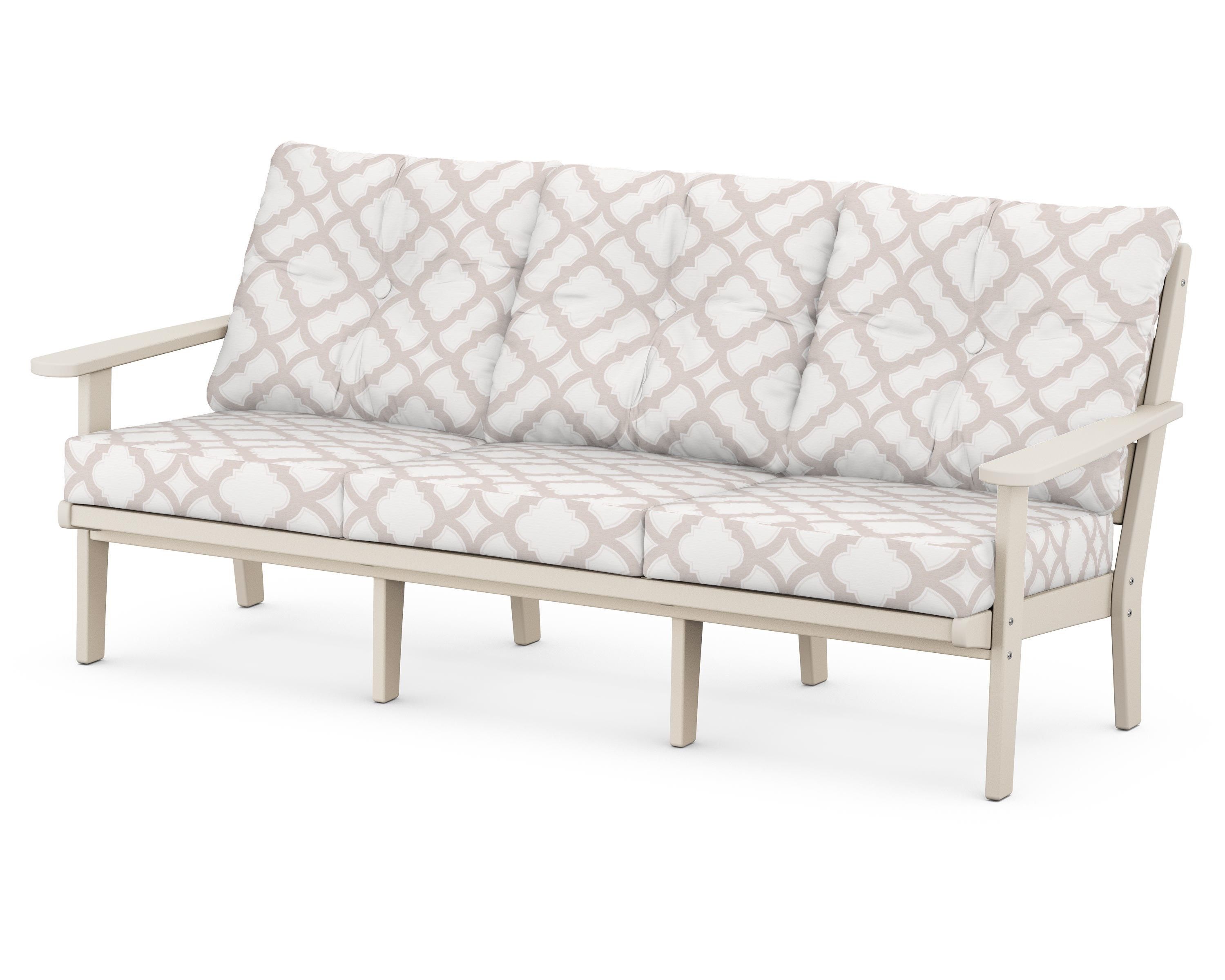 POLYWOOD® Lakeside Deep Seating Sofa in Sand / Trellis Dune Burlap