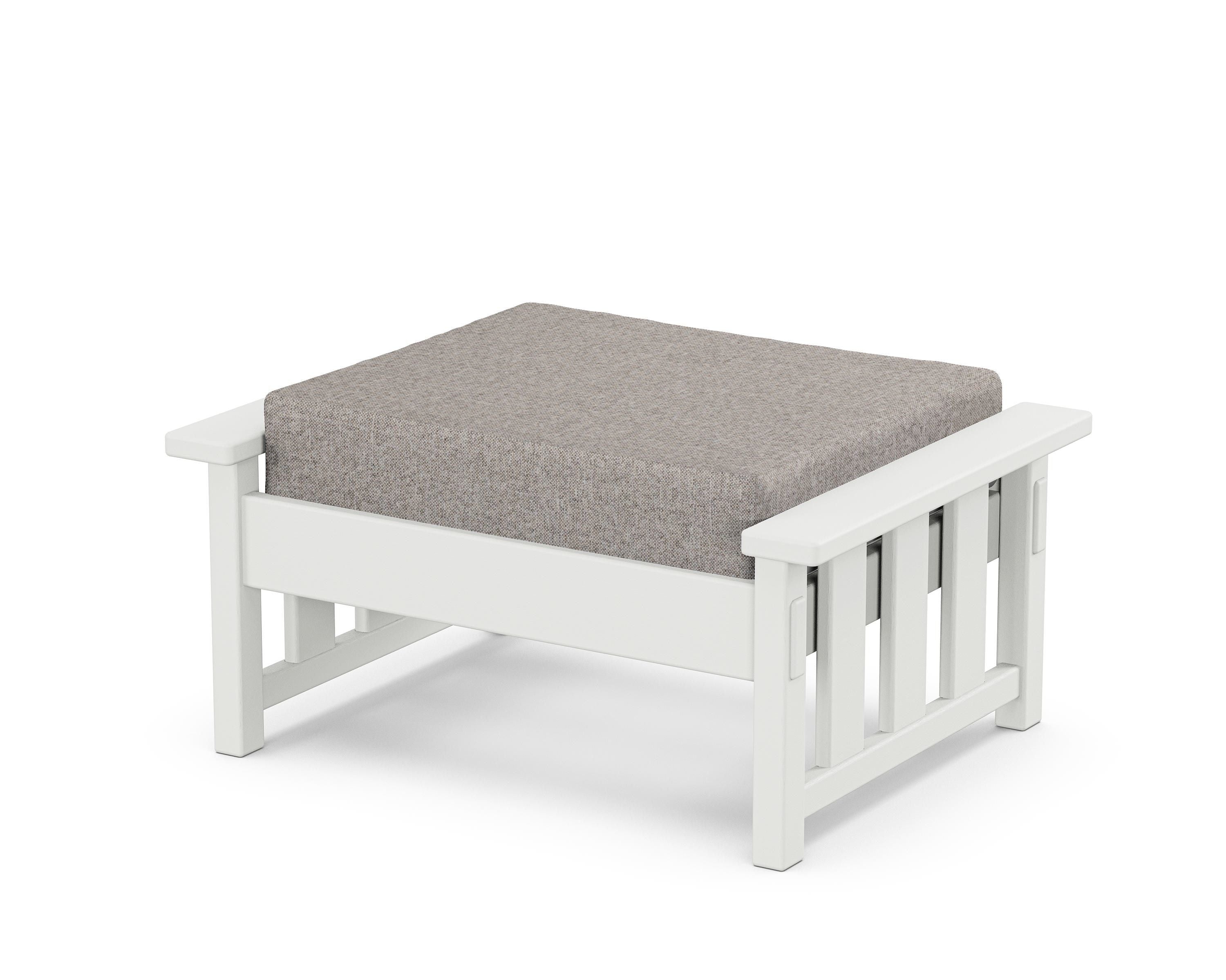 Martha Stewart by POLYWOOD® Acadia Deep Seating Ottoman in White / Weathered Tweed