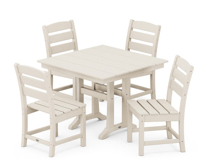 POLYWOOD® Lakeside 5-Piece Farmhouse Trestle Side Chair Dining Set in Sand