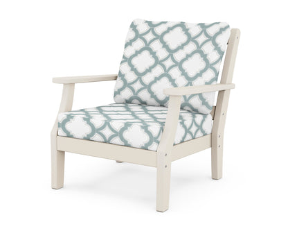 Martha Stewart by POLYWOOD® Chinoiserie Deep Seating Chair in Sand / Trellis Glacier Spa