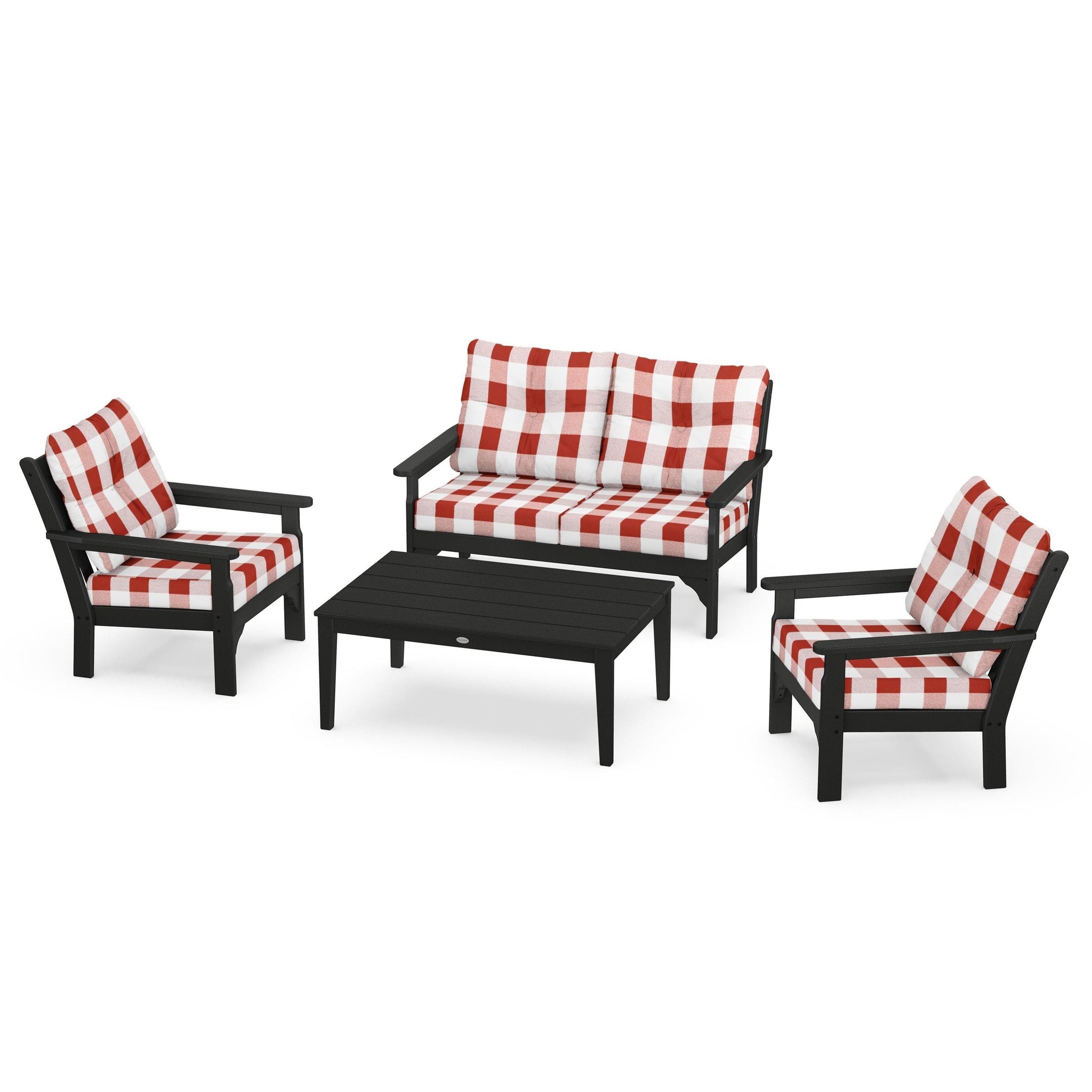 Vineyard 4 Piece Deep Seating Set - Black