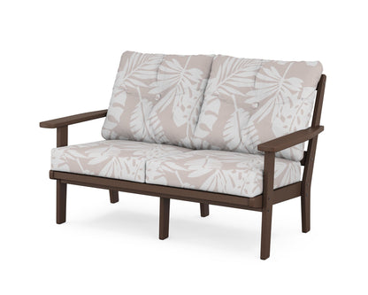 POLYWOOD® Prairie Deep Seating Loveseat in Mahogany / Leaf Dune Burlap