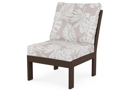 POLYWOOD® Vineyard Modular Armless Chair in Mahogany / Leaf Dune Burlap