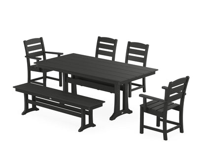 POLYWOOD® Lakeside 6-Piece Farmhouse Dining Set With Trestle Legs in Black