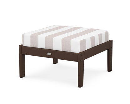 POLYWOOD® Braxton Deep Seating Ottoman in Mahogany / Cabana Stripe Dune Burlap
