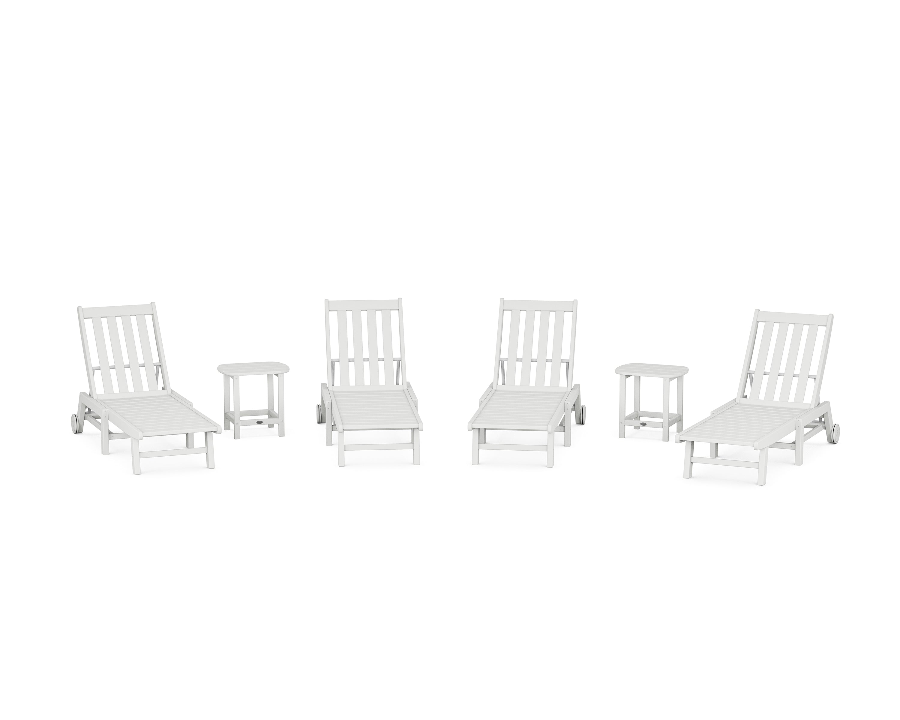 POLYWOOD® Vineyard 6-Piece Chaise with Wheels Set in White