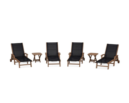 POLYWOOD® Coastal Chaise 6-Piece Set with Wheels in Teak / Black Sling