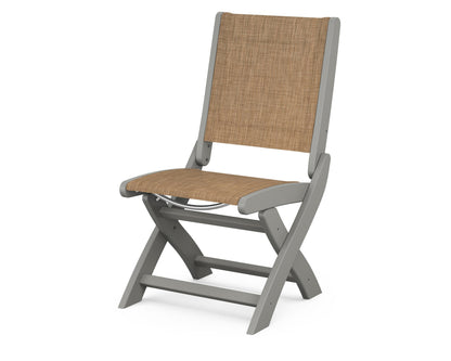 POLYWOOD® Coastal Folding Side Chair in Slate Grey / Burlap Sling