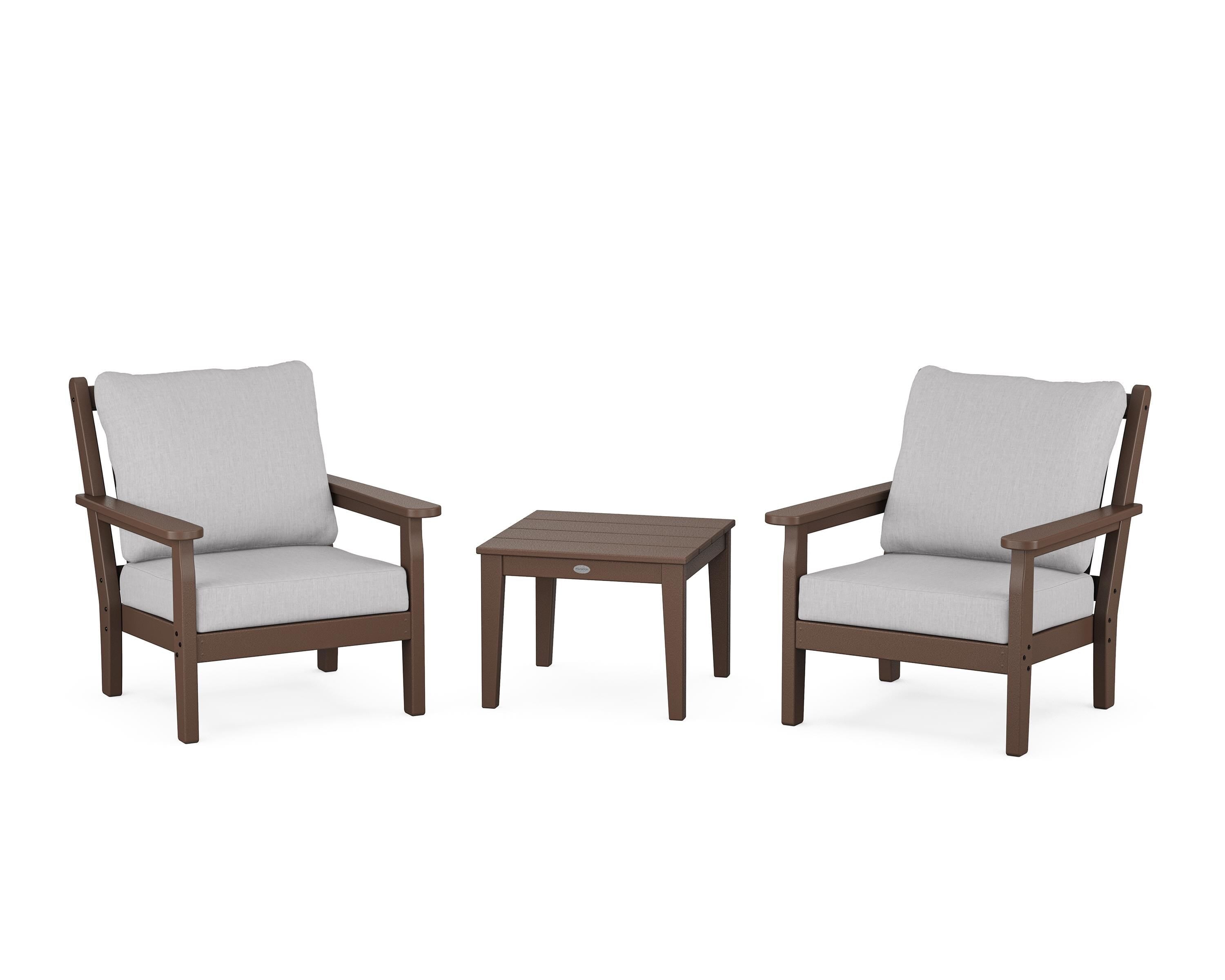 POLYWOOD® Chippendale 3-Piece Deep Seating Set in Mahogany / Granite
