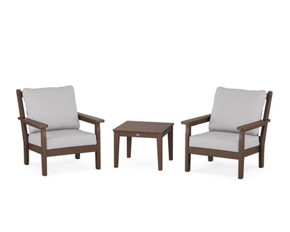 POLYWOOD® Chippendale 3-Piece Deep Seating Set in Mahogany / Granite