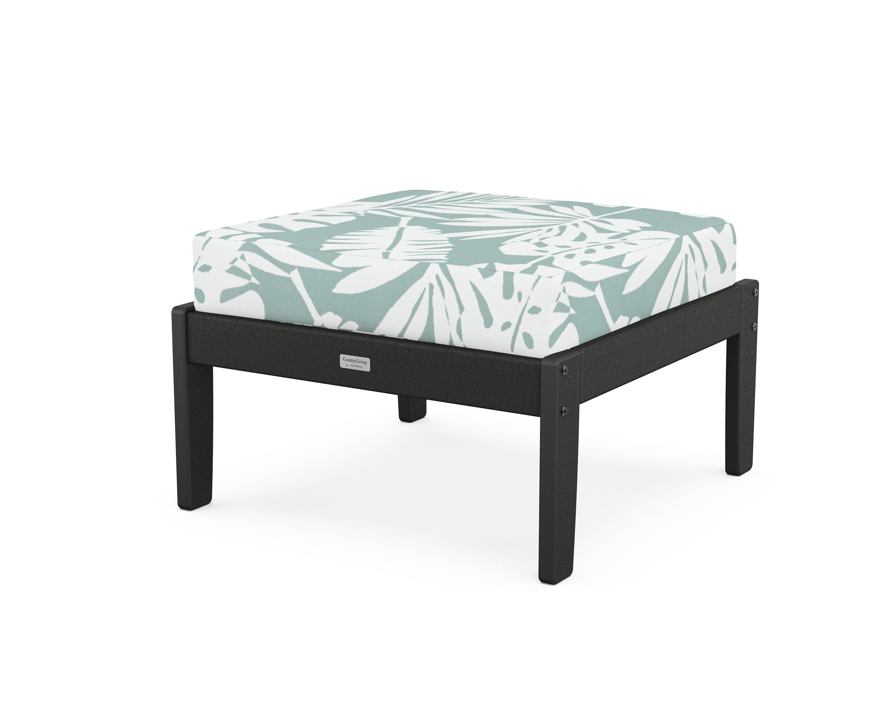 Country Living Cottage Deep Seating Ottoman in Black / Leaf Glacier Spa