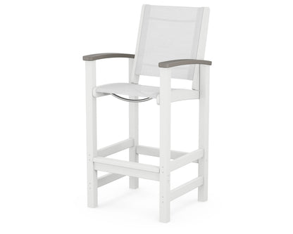 POLYWOOD® Coastal Bar Chair in White / Driftwood / White Sling