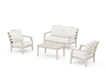 Draper James™ by  POLYWOOD® Savannah 4-Piece Deep Seating Set with Loveseat in Sand / Natural Linen