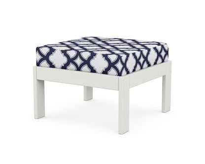 POLYWOOD® Vineyard Modular Ottoman in Vintage White / Trellis Navy