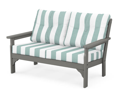 POLYWOOD® Vineyard Deep Seating Loveseat in Slate Grey / Cabana Stripe Glacier Spa