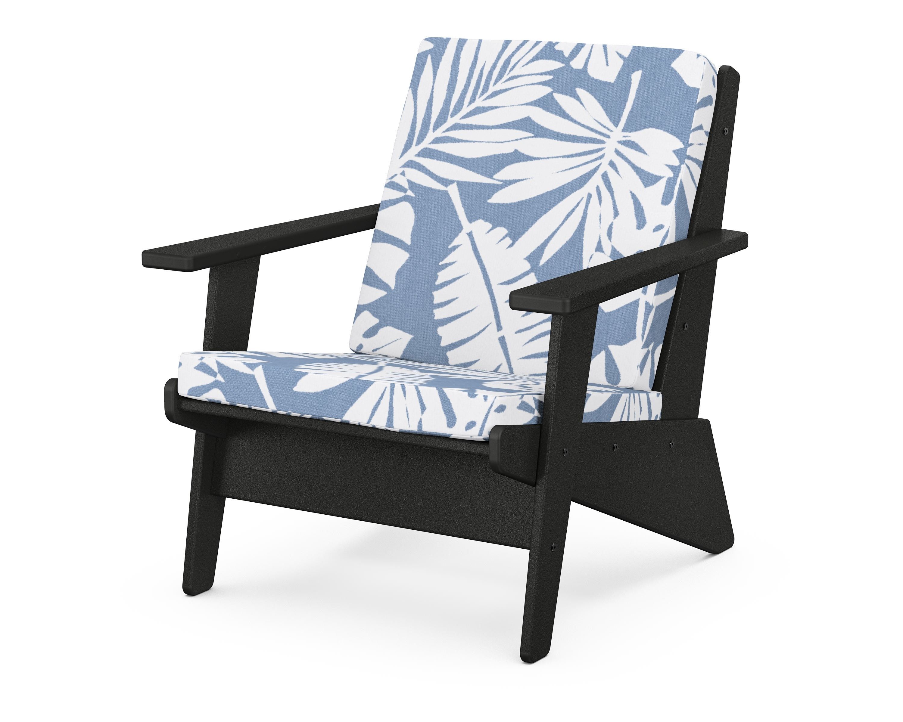 POLYWOOD® Riviera Modern Lounge Chair in Black / Leaf Sky Blue