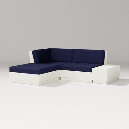 PW Designer Series Elevate Loveseat Sectional with Chaise in Vintage White / Navy
