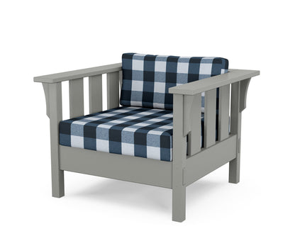 Martha Stewart by POLYWOOD® Acadia Deep Seating Chair in Slate Grey / Buffalo Plaid Marine Indigo