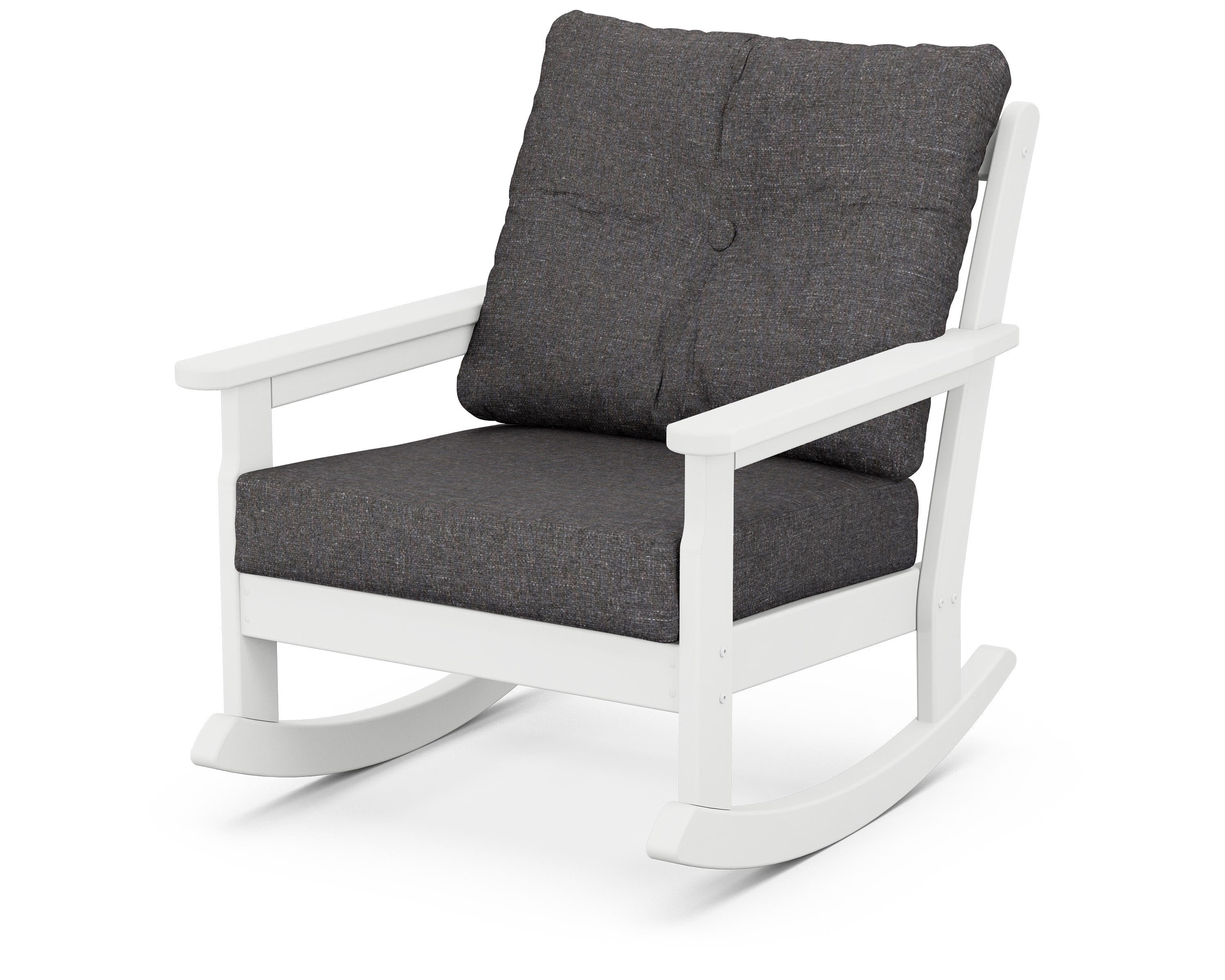 POLYWOOD® Vineyard Deep Seating Rocking Chair in White / Ash Charcoal
