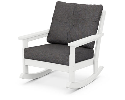 POLYWOOD® Vineyard Deep Seating Rocking Chair in White / Ash Charcoal