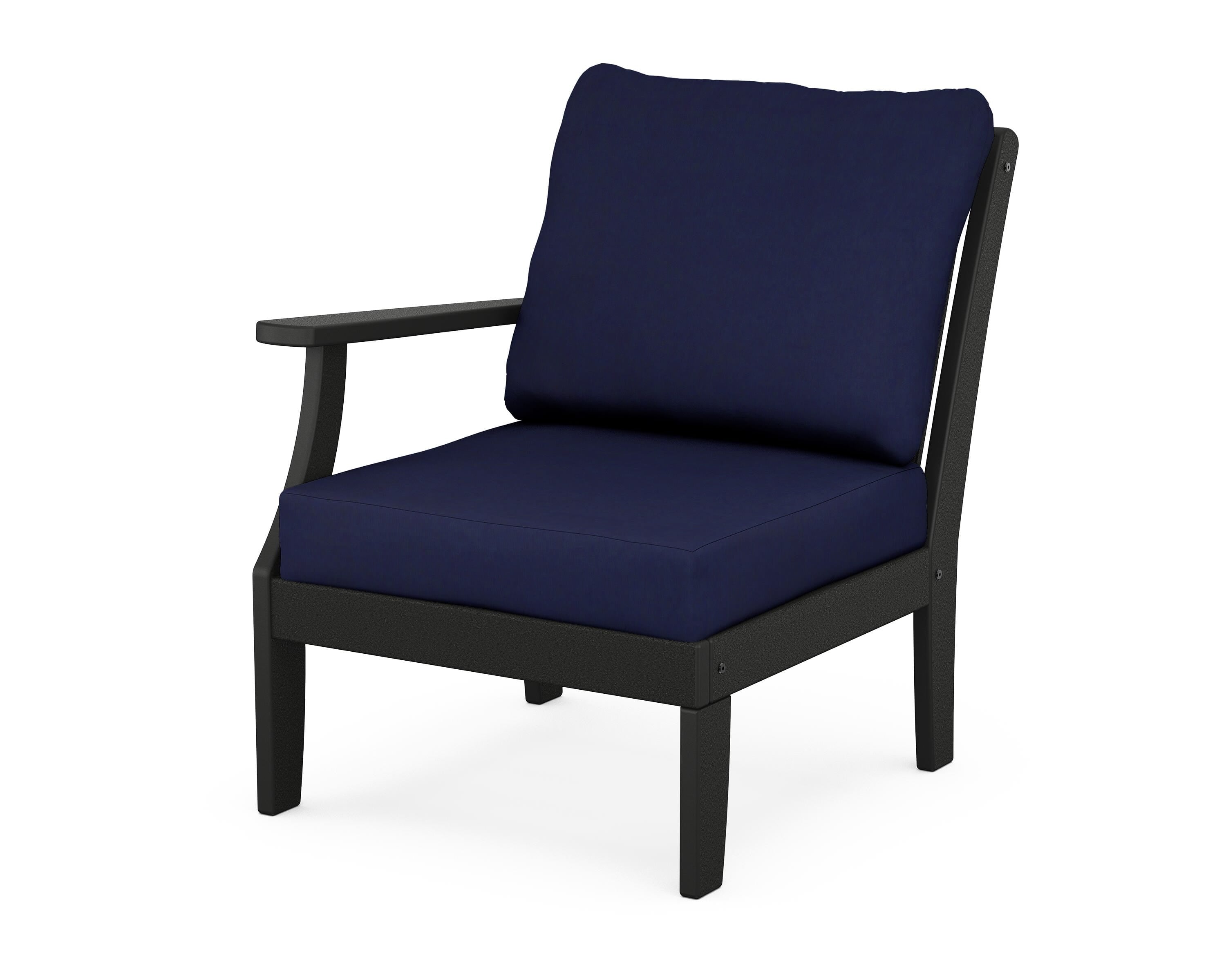 POLYWOOD® Braxton Modular Left Arm Chair in Black / Navy
