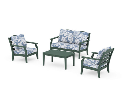 Draper James™ by  POLYWOOD® Savannah 4-Piece Deep Seating Set with Loveseat in Green / Leaf Sky Blue