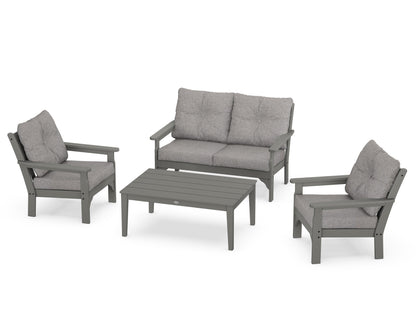 POLYWOOD® Vineyard 4-Piece Deep Seating Set in Slate Grey / Grey Mist