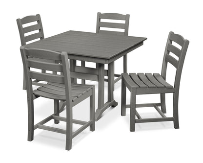 POLYWOOD® La Casa Café 5-Piece Farmhouse Trestle Side Chair Dining Set in Slate Grey