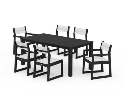 POLYWOOD® EDGE Sling 7-Piece Parsons Dining Set in Black / White Sling