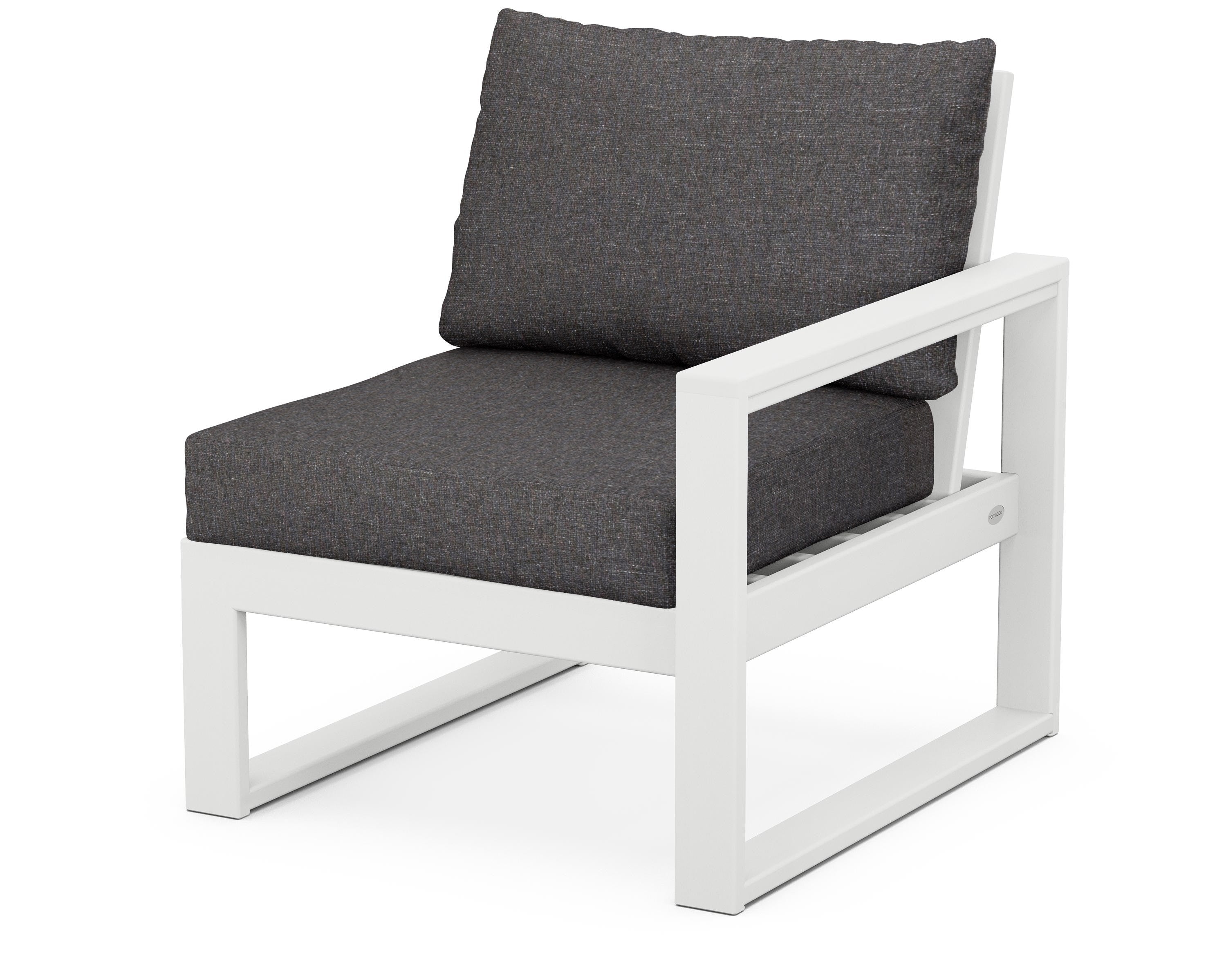 POLYWOOD® EDGE Modular Right Arm Chair in White / Ash Charcoal