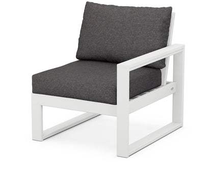 POLYWOOD® EDGE Modular Right Arm Chair in White / Ash Charcoal
