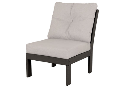POLYWOOD® Vineyard Modular Armless Chair in Vintage Coffee / Dune Burlap
