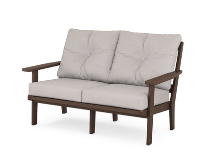 POLYWOOD® Oxford Deep Seating Loveseat in Mahogany / Dune Burlap