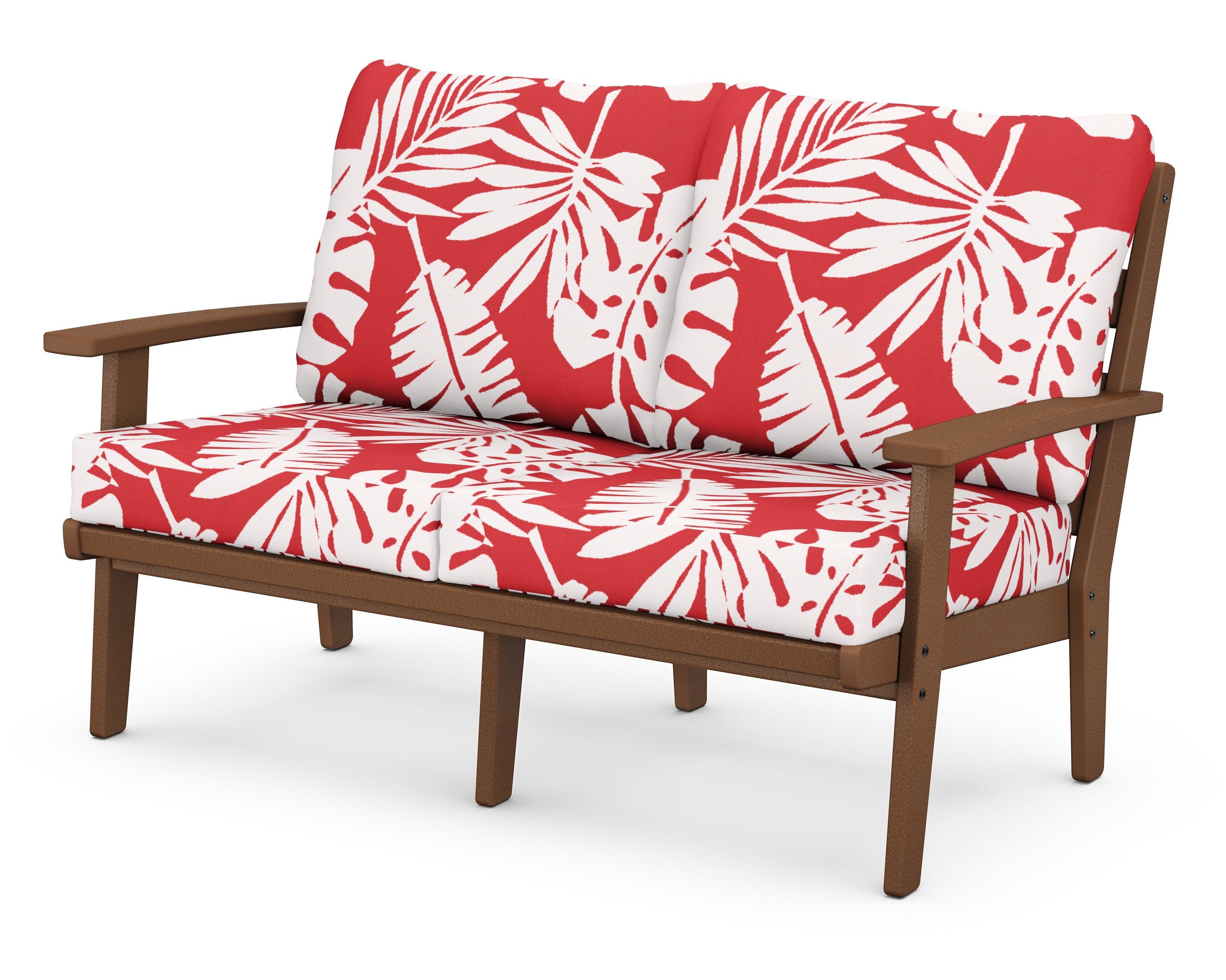 POLYWOOD® Grant Park Deep Seating Loveseat in Teak / Leaf Crimson