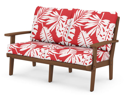 POLYWOOD® Grant Park Deep Seating Loveseat in Teak / Leaf Crimson