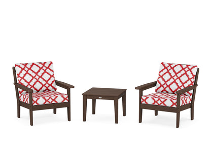 Country Living Cottage 3-Piece Deep Seating Set in Mahogany / Trellis Crimson