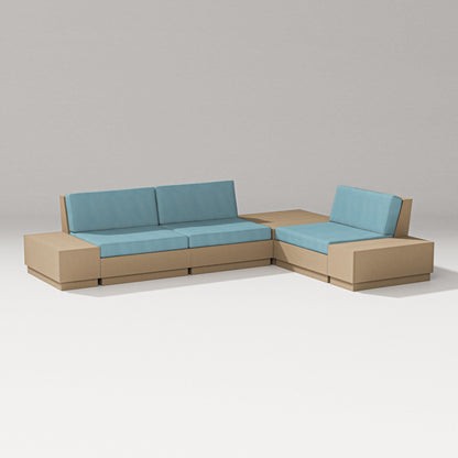 PW Designer Series Elevate 6-Piece Corner Sectional in Vintage Sahara / Lattice Sky Blue