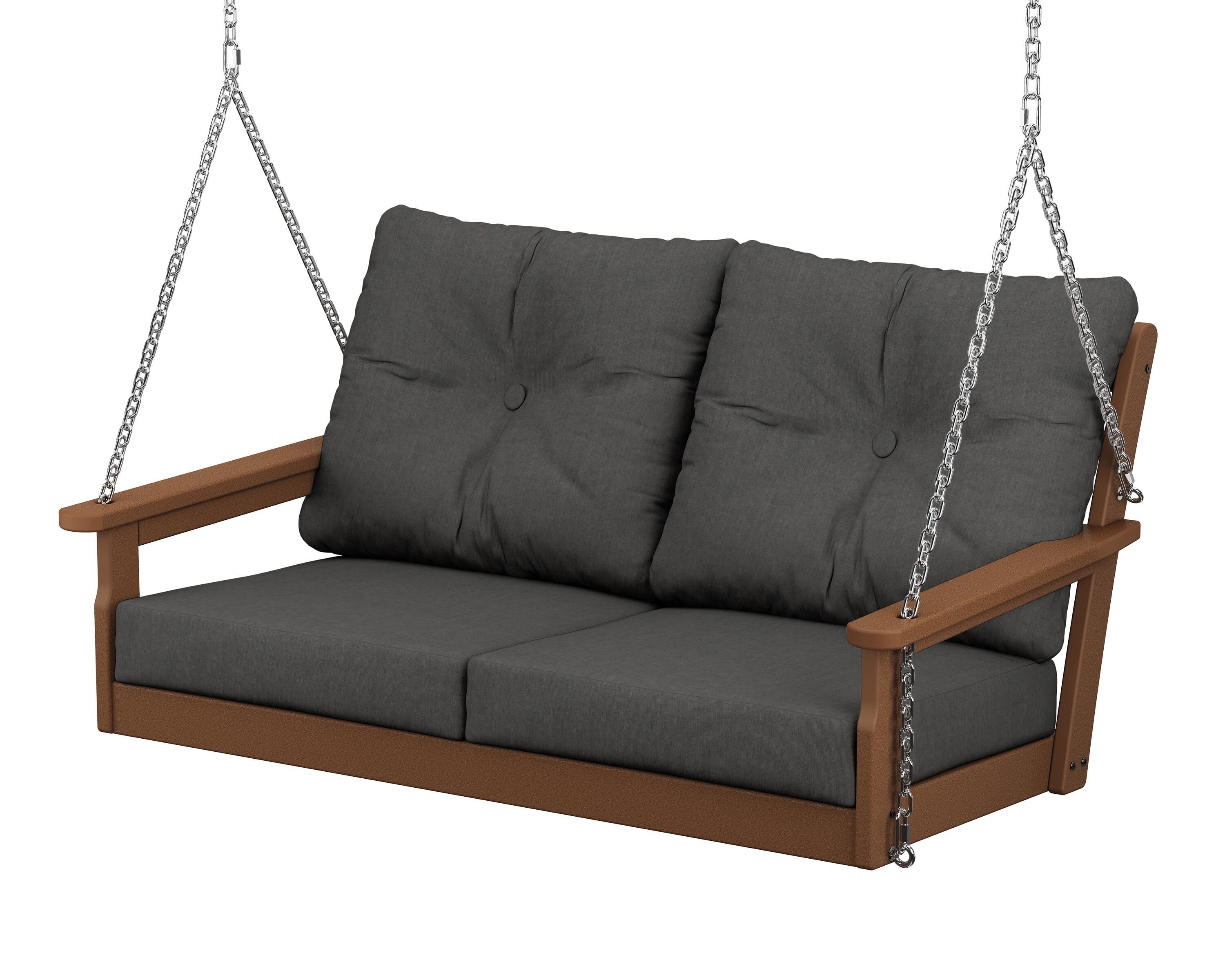 POLYWOOD® Vineyard Deep Seating Swing in Teak / Spectrum Carbon
